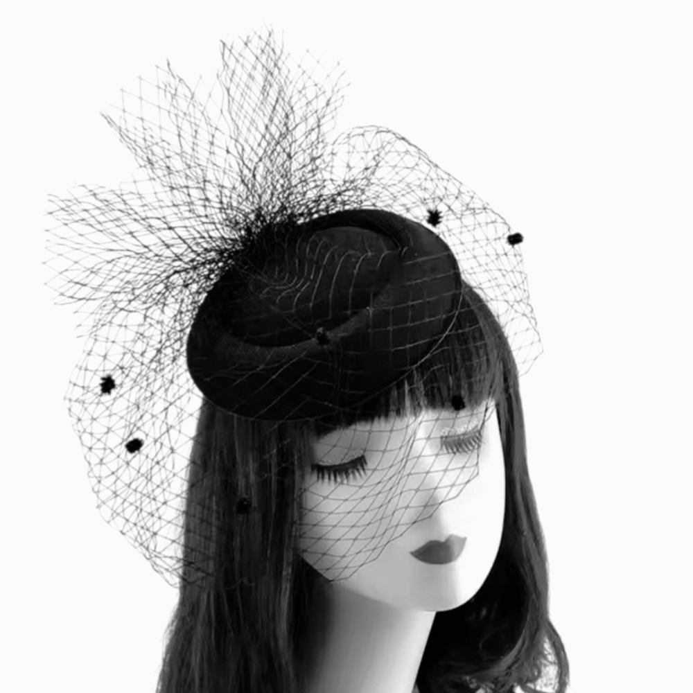 Sophisticated Black Cocktail Hat with Veil